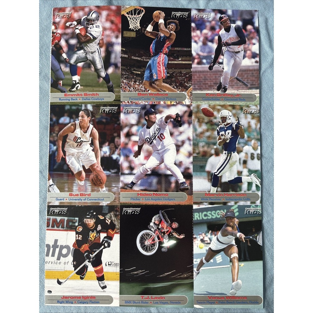 2002 Sports Illustrated for Kids 9-Card Uncut Sheet Sue Bird Venus Williams